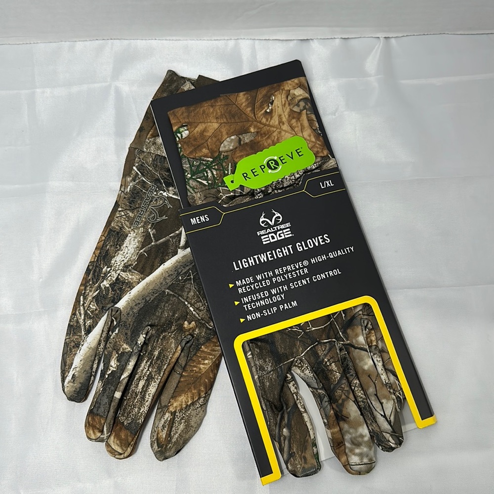 Realtree Men’s Lightweight Gloves Camo Size L/XL NWT